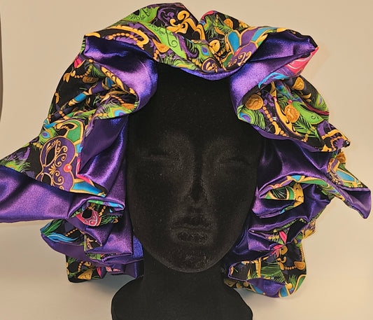 Mardi Gras print bonnet